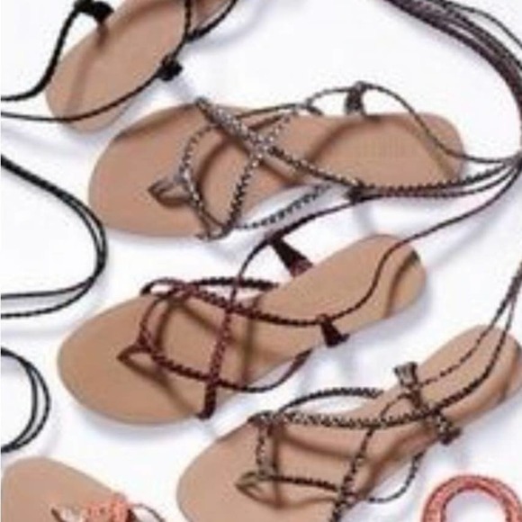 Colin Stuart Braided Gladiator Ankle‎ Wrap Sandals 5 Silver VS - Picture 8 of 9